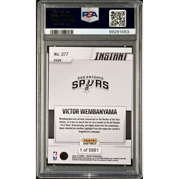 Victor Wembanyama 2023 Panini NBA All-Rookie 1st Team 577 Rookie Card PSA 9 Mint - Picture 2 of 2